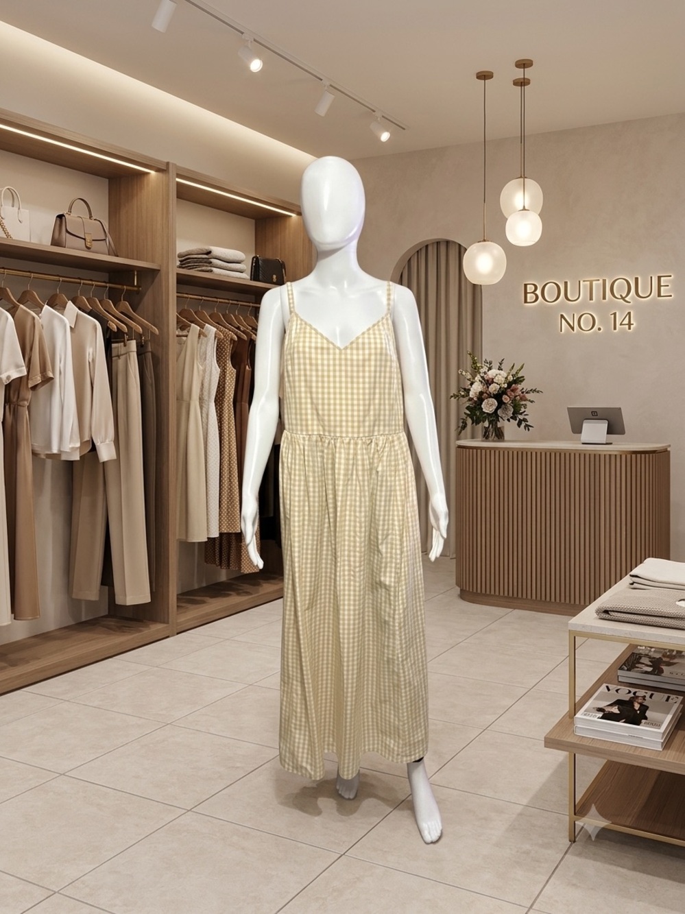 Old Navy Pale Yellow Gingham Spaghetti-Strap Maxi Dress
